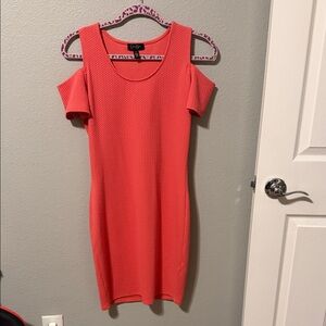 Express Coral Cold Shoulder Mini Dress